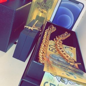 18k gold saint 24” cubin link chain